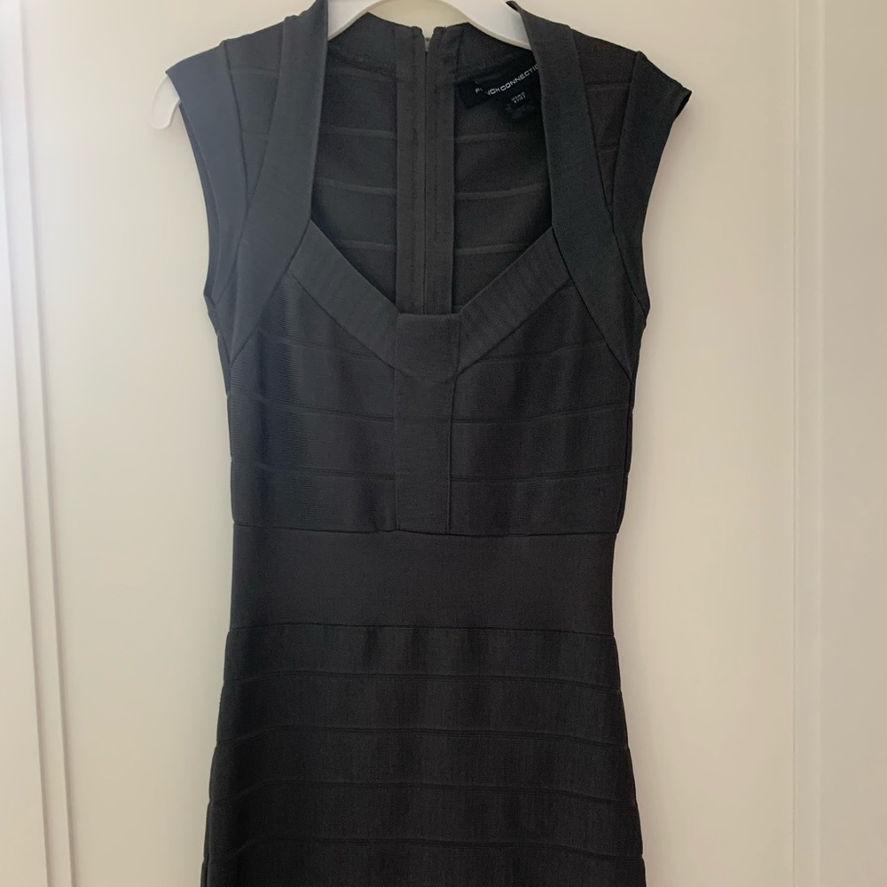 charcoal grey wrap body con dress